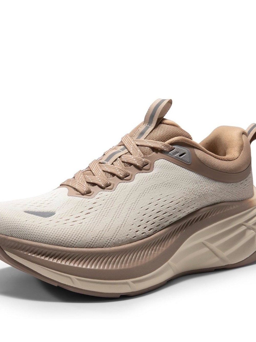 Cream and Tan Athletic Sneakers - wide toe box
